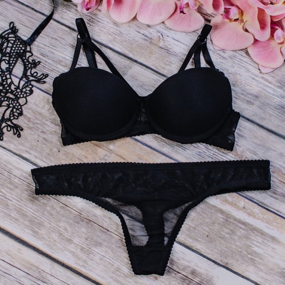Lebonbon handmade black push-up bra - Picture 3 of 4